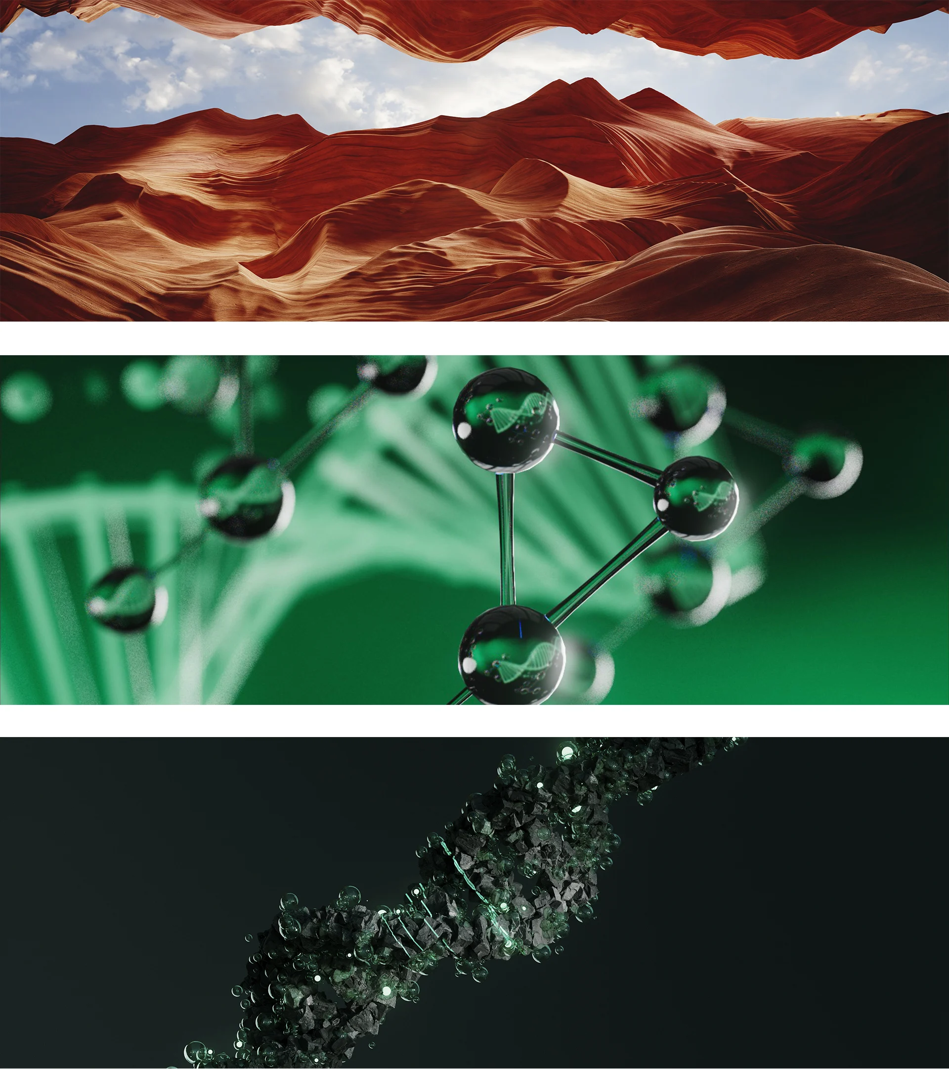CGI gallery showcasing environmental, scientific and abstract visual concepts by Kutuko