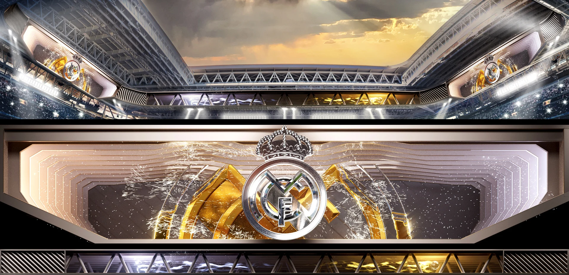 Large-scale visual system created by Kutuko for Santiago Bernabéu Stadium