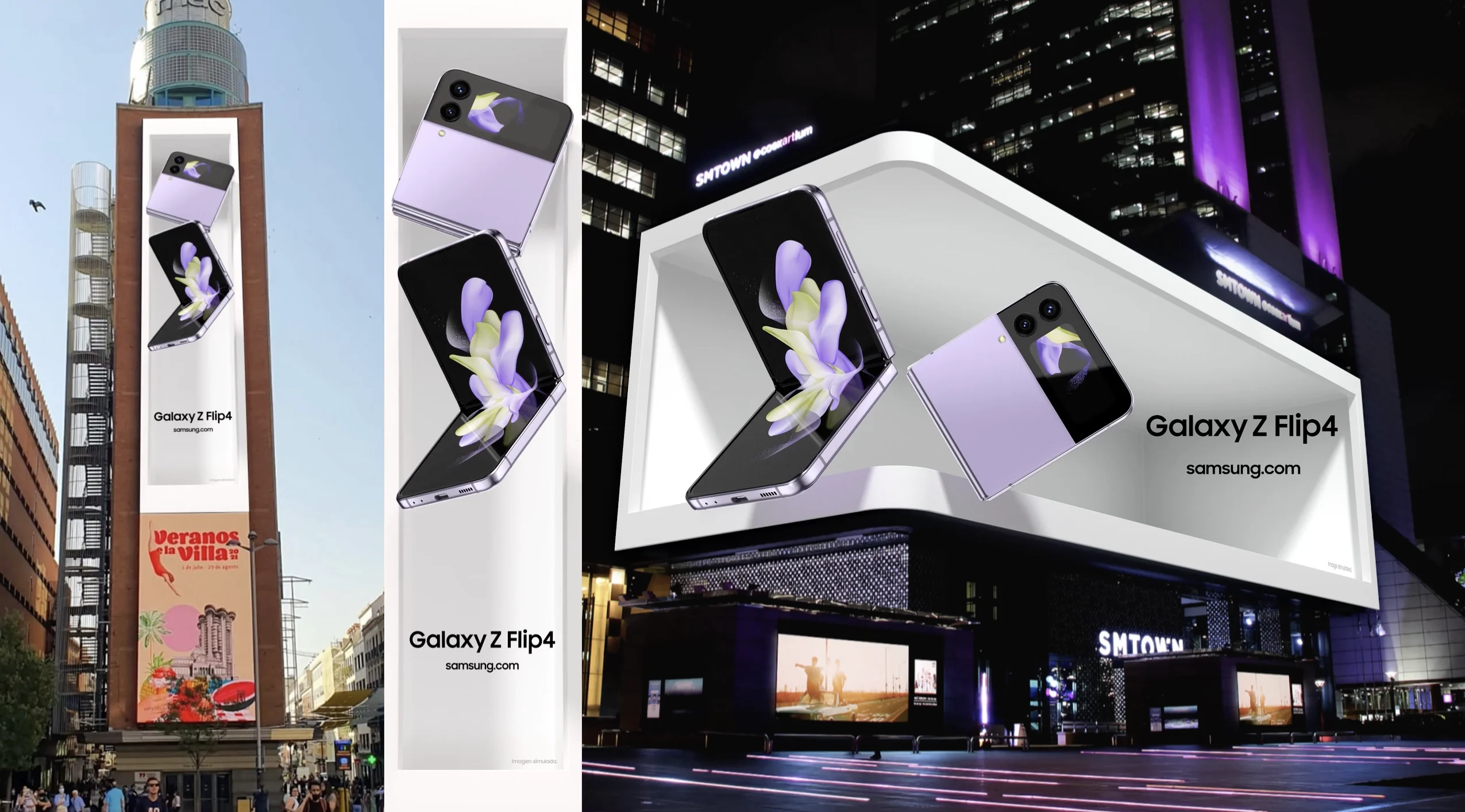 Large-format digital campaign by Kutuko for Samsung Galaxy S23 and Z Flip4 at Callao Digital Screens